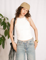 Studded ribbed tank top