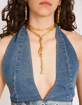 Handcrafted brass snake wrap necklace