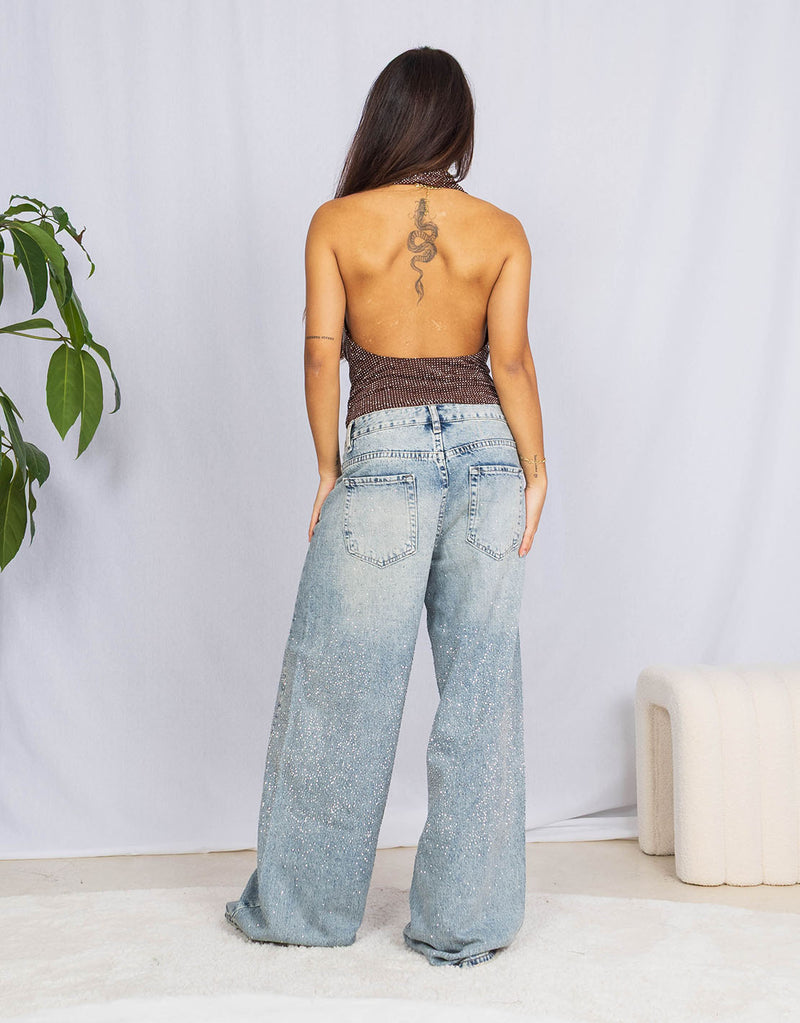 Sparkly open back top