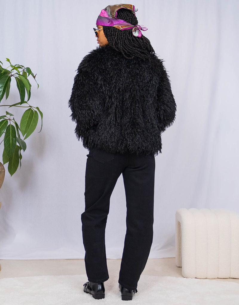 Curly faux furry jacket
