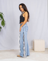 Vintage customized lace zipper jeans