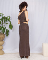 Off shoulder cut out sparkly dress