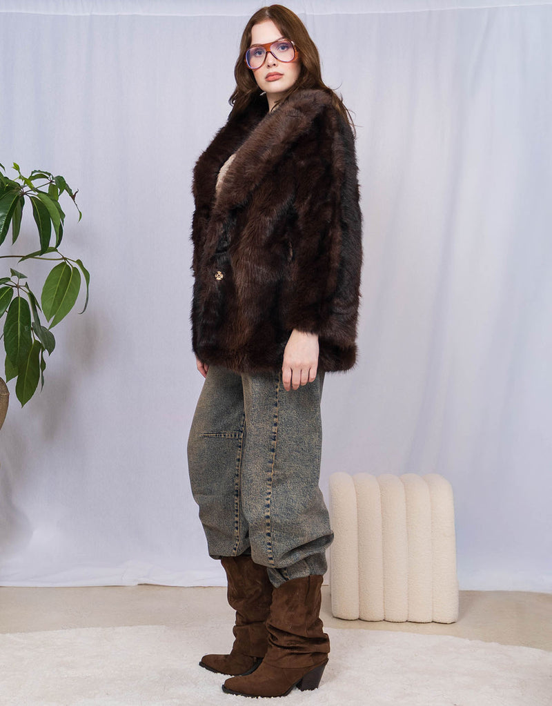 Faux fur midi coat I