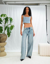 Sparkly denim corset top