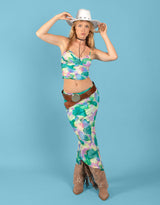 Watercolor print corset top