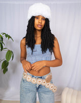 Vegan leather big round buckle belt