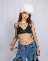 Disco net long sleeve dress