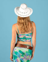 Watercolor print corset top