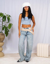 Vegan leather big round buckle belt