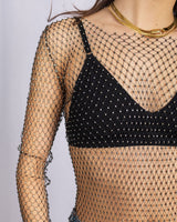 Disco net long sleeve dress