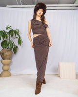 Off shoulder cut out sparkly dress