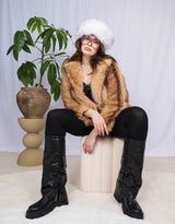 Vegan leather fold over buckle boots