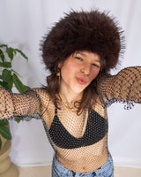 Disco net long sleeve dress