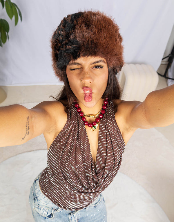 Sparkly open back top