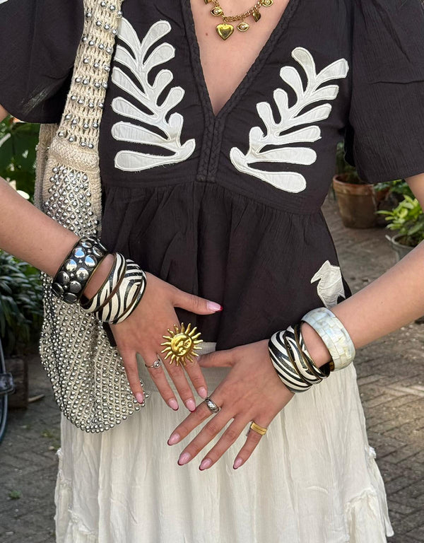 Artisanal round studs bangle bracelet