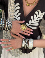 Artisanal round studs bangle bracelet