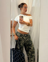 Asymmetric off shoulder T-shirt