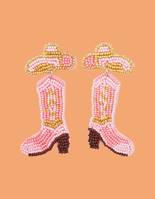 Beaded cowboy boots earrings