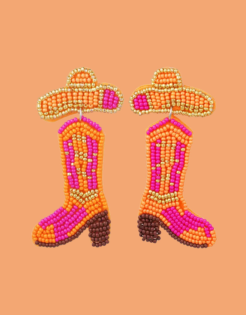 Beaded cowboy boots earrings