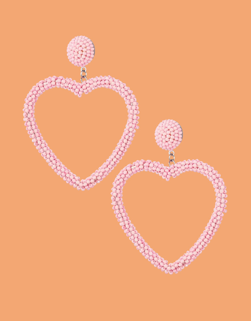 Beaded open heart earrings