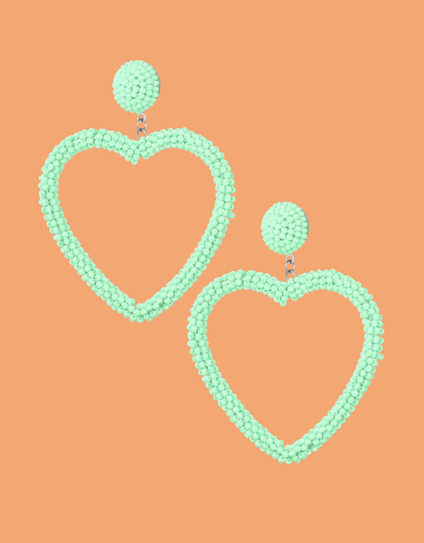 Beaded open heart earrings