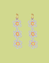 Beaded triple flower earrings