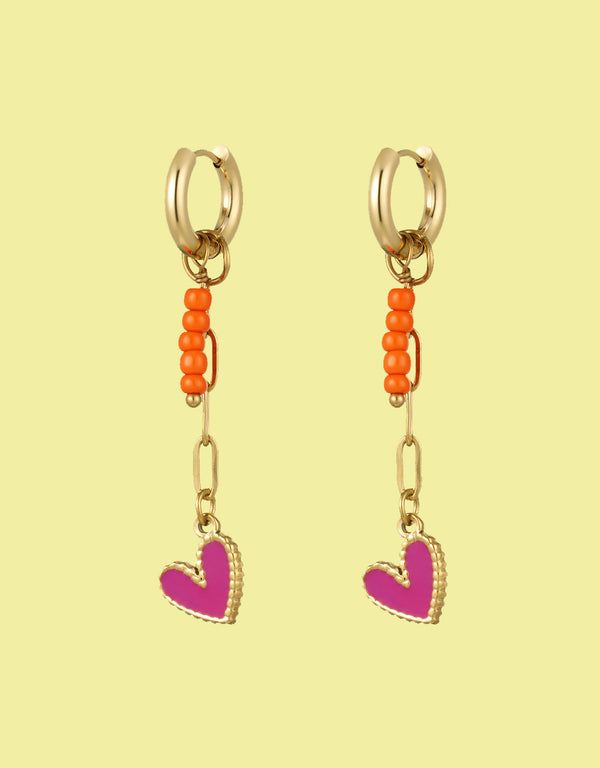 Beads and hearts earrings