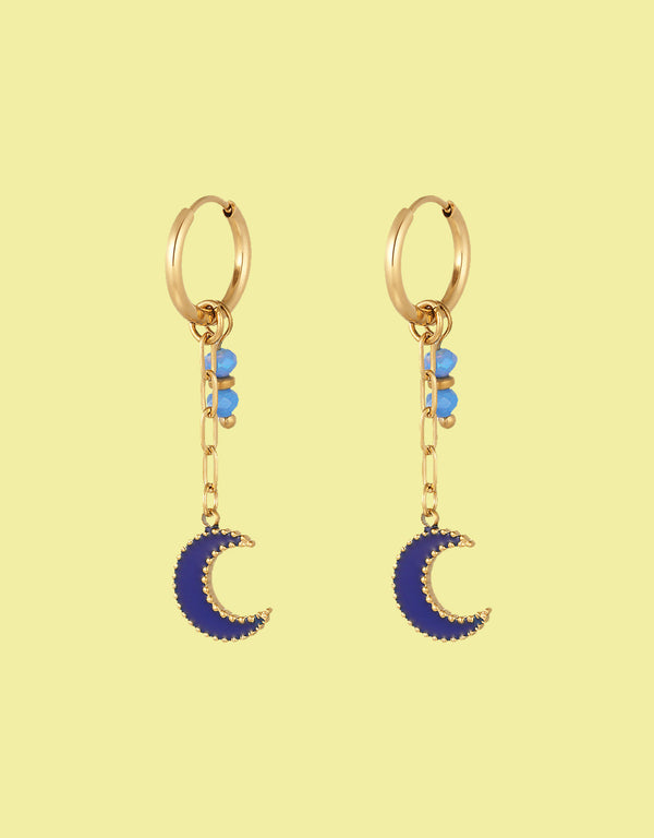 Beads and moons earrings