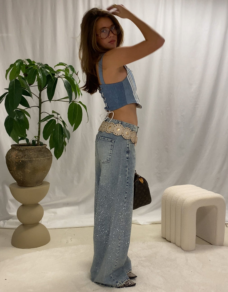 Vegan leather big round buckle belt