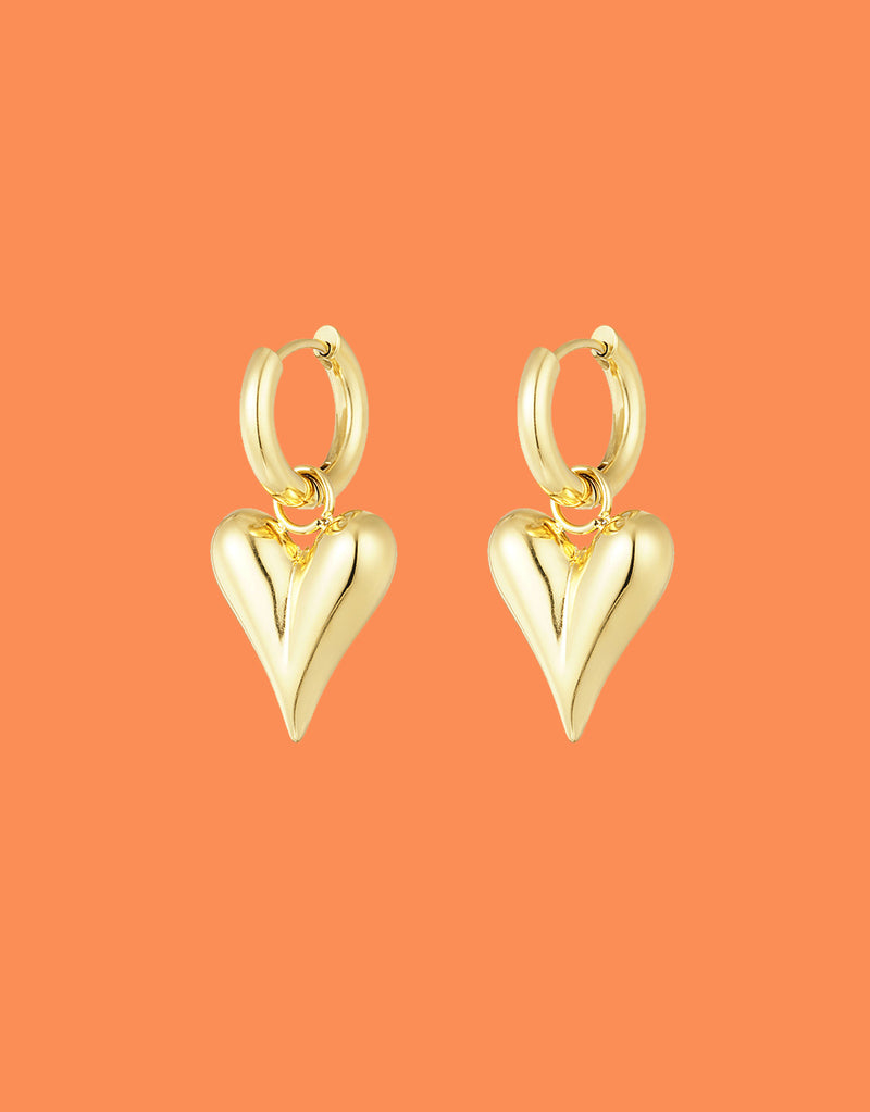 Bold heart pendant earrings