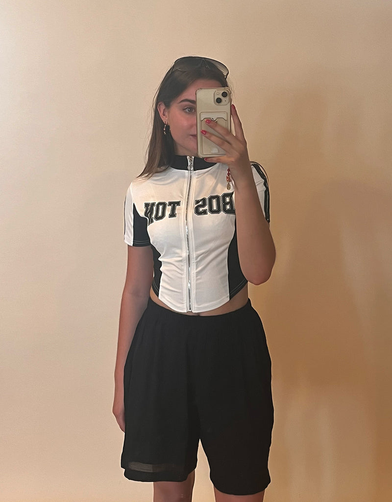 Boston zip up crop top