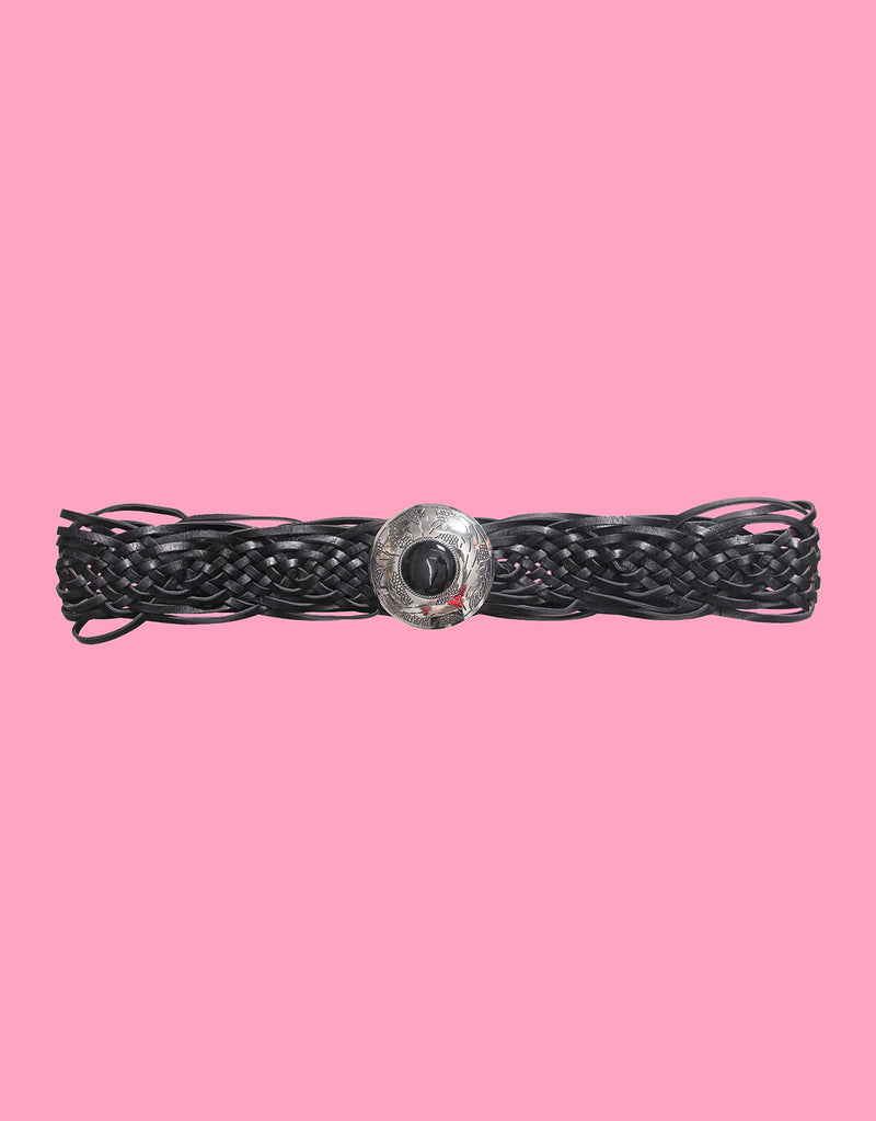Braided big buckle belt