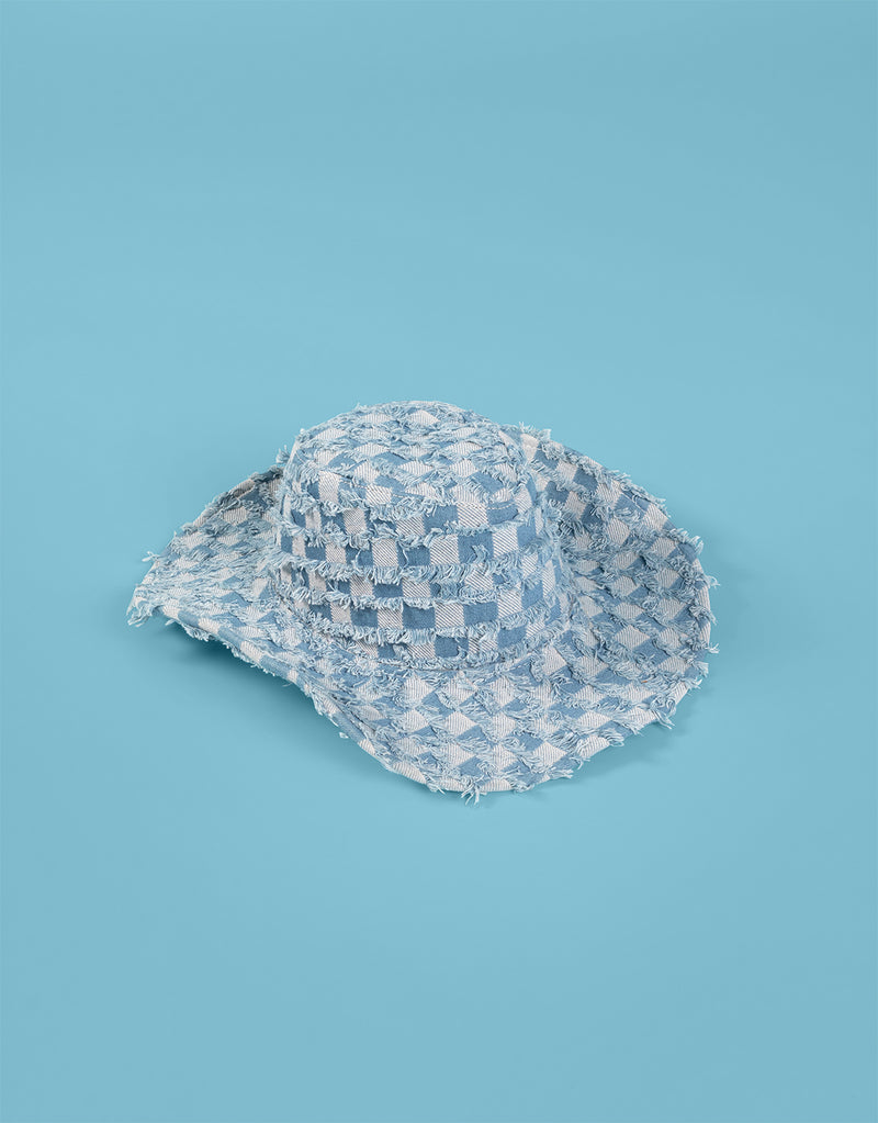 Checkered hat with strap