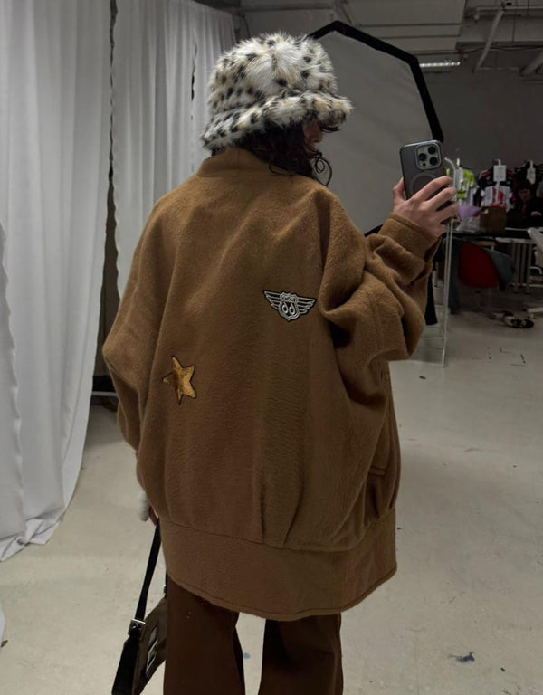 Fluffy faux fur leopard print bucket hat