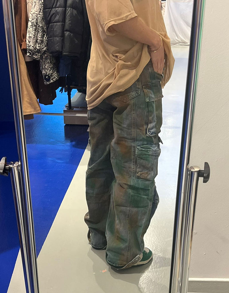 Camouflage denim cargo trousers