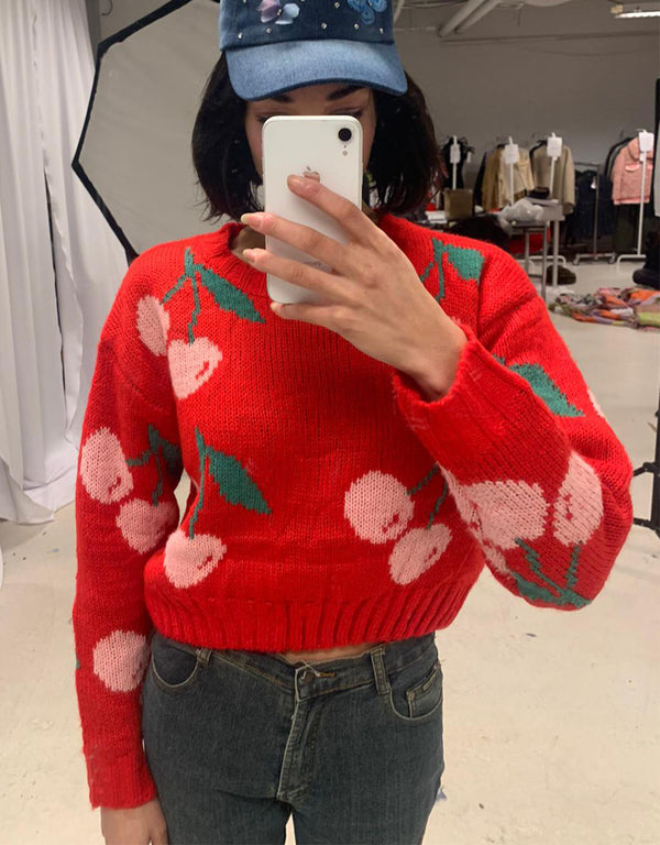 Cherry print sweater