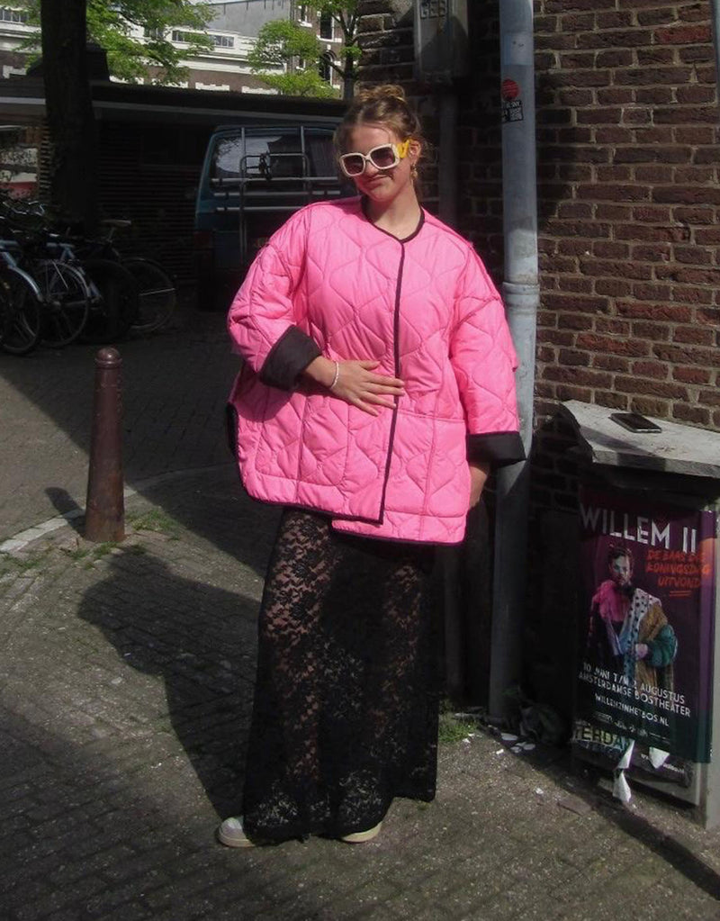 Colorful lining quilted coat