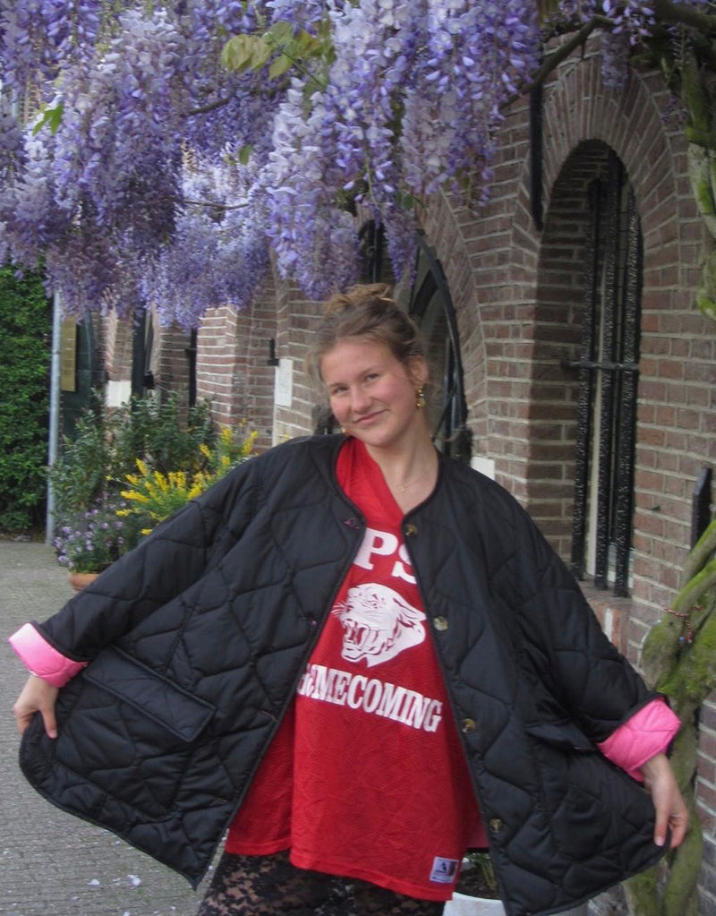 Colorful lining quilted coat