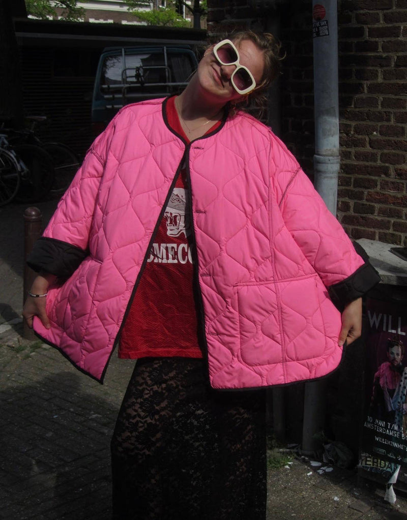 Colorful lining quilted coat