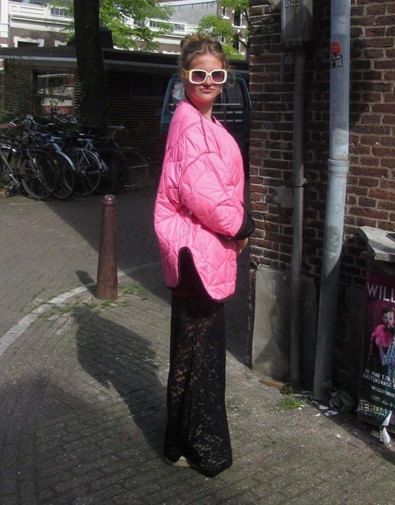 Colorful lining quilted coat