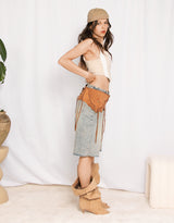 Handmade suede festival belt bag
