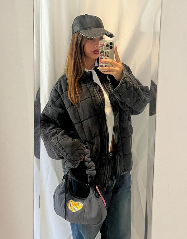 Denim cap with vintage look