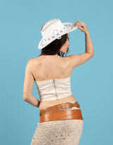 Denim look corset top