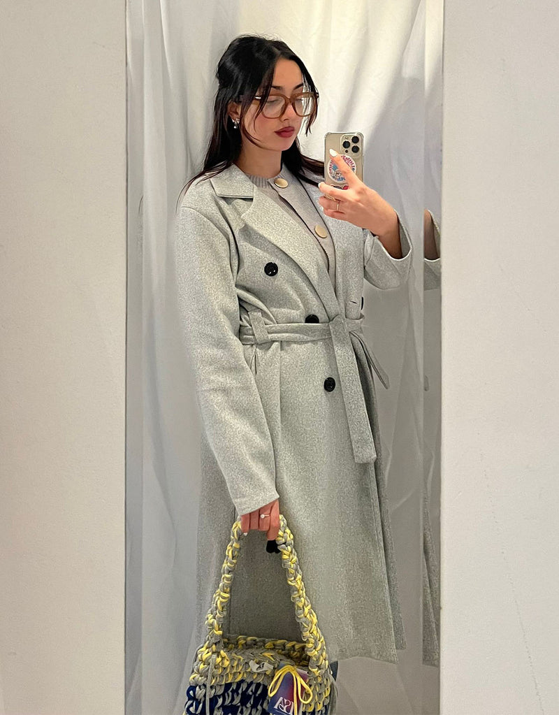 Double breasted belted coat