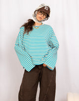 Striped boxy long sleeves sweater