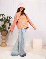 Striped boxy long sleeves sweater