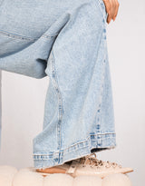 Extra wide leg high waist stretch jeans