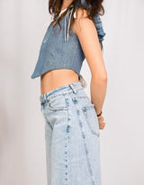 Extra wide leg high waist stretch jeans