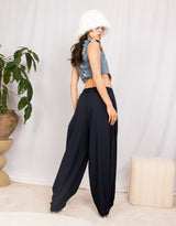 Pleated relaxed tapered trousers