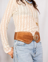 Wide western elastic studs buckle belt